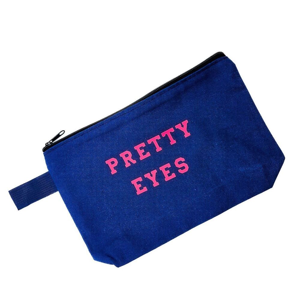 Thick Thighs Pretty Eyes Navy Blue Canvas Makeup Bag